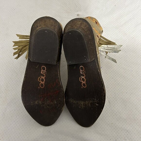 Dingo Southwest Embroidered Fringed Tan Leather Western Ankle Booties Boots Sz 6 - Picture 9 of 9